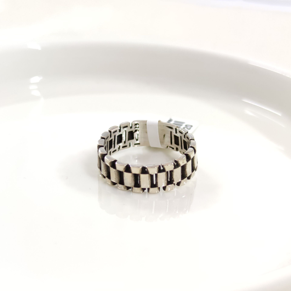 7,50 MM GÜMÜŞ DESENLİ OKSİTLİ ALYANS YÜZÜK - 25