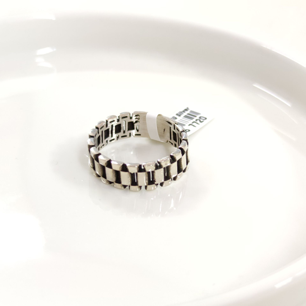 7,50 MM GÜMÜŞ DESENLİ OKSİTLİ ALYANS YÜZÜK - 25