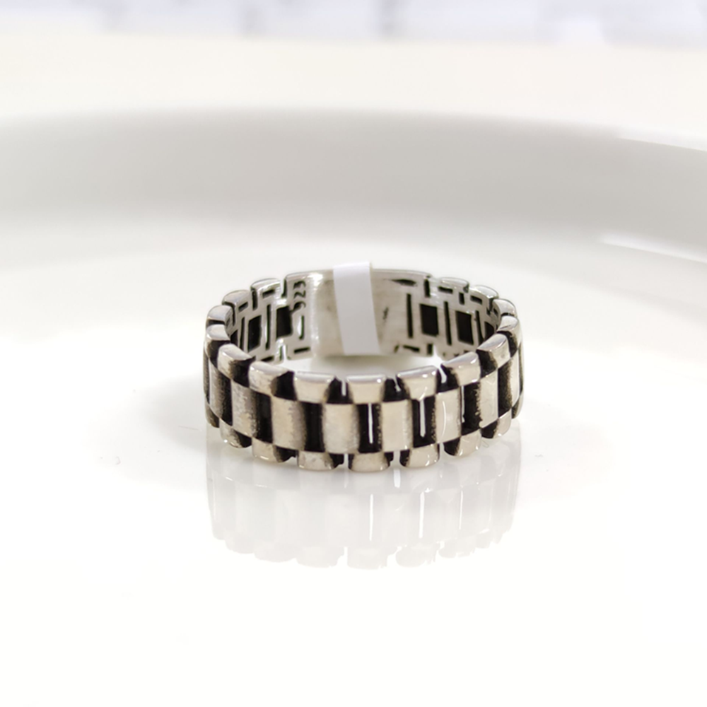 7,50 MM GÜMÜŞ DESENLİ OKSİTLİ ALYANS YÜZÜK - 25