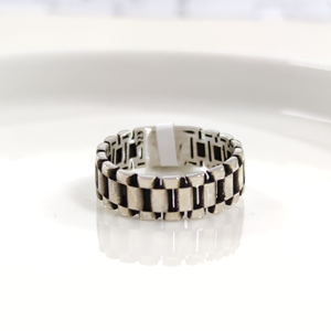 7,50 MM GÜMÜŞ DESENLİ OKSİTLİ ALYANS YÜZÜK