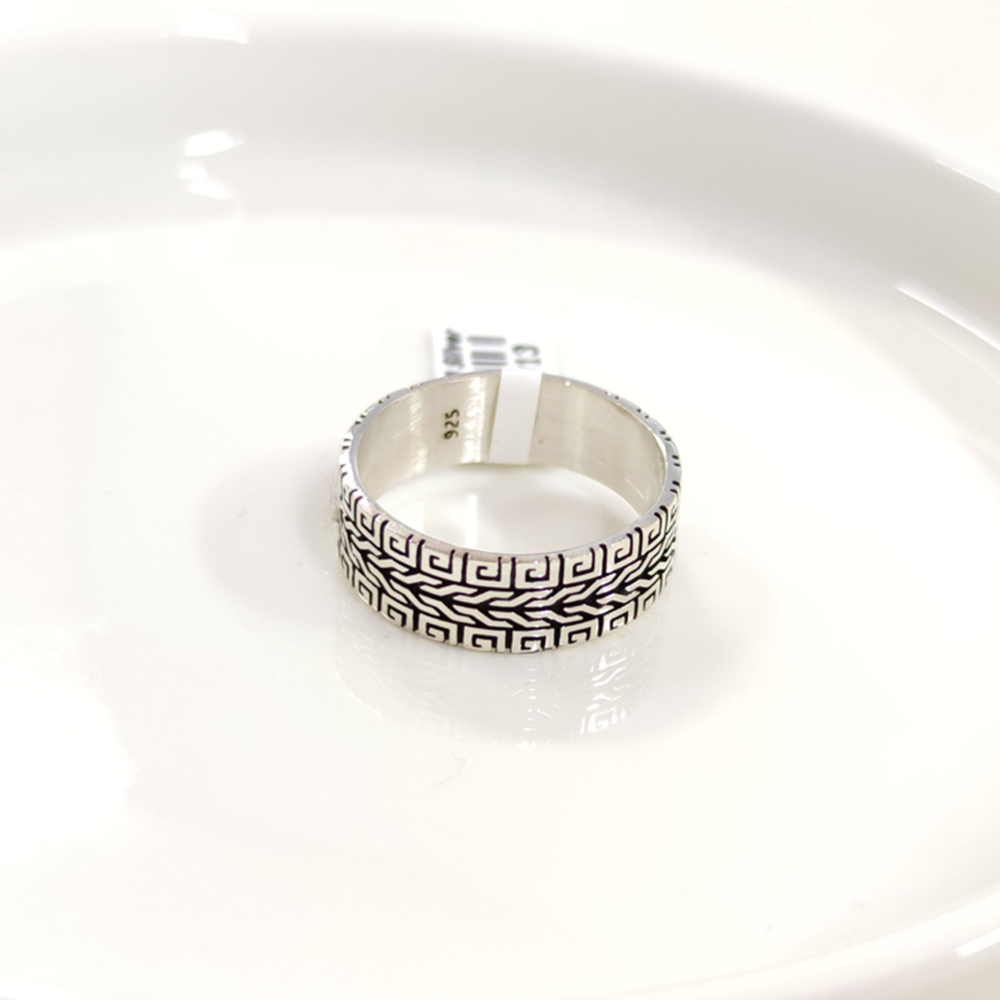 8 MM GÜMÜŞ DESENLİ OKSİTLİ ALYANS YÜZÜK - 28