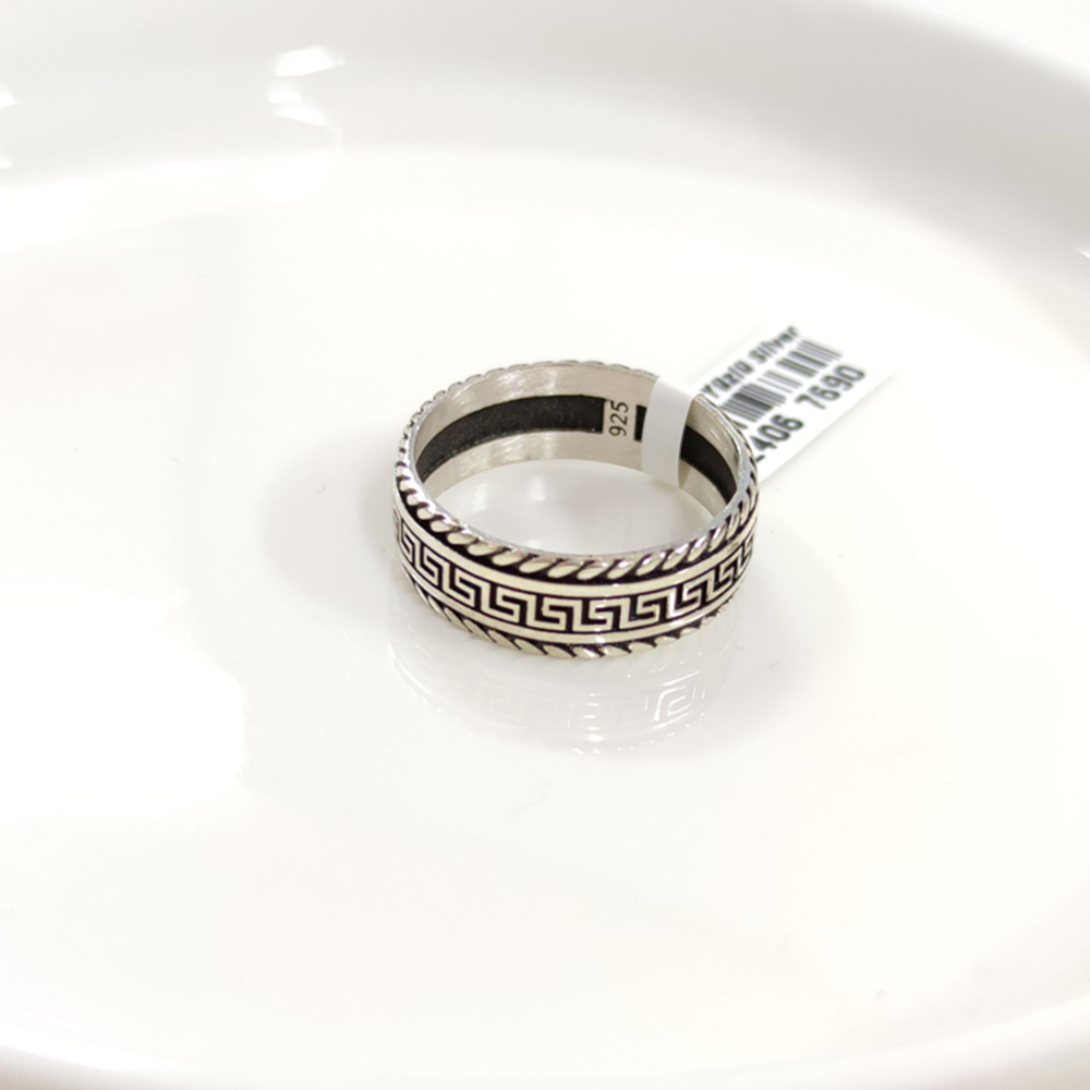 7,40 MM GÜMÜŞ DESENLİ OKSİTLİ ALYANS YÜZÜK - 22