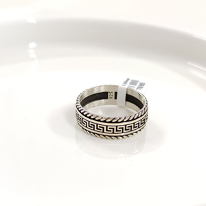 7,40 MM GÜMÜŞ DESENLİ OKSİTLİ ALYANS YÜZÜK