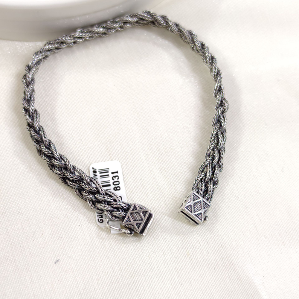 7 MM ÖRGÜ MODEL OKSİTLİ ERKEK BİLEKLİK 20 CM