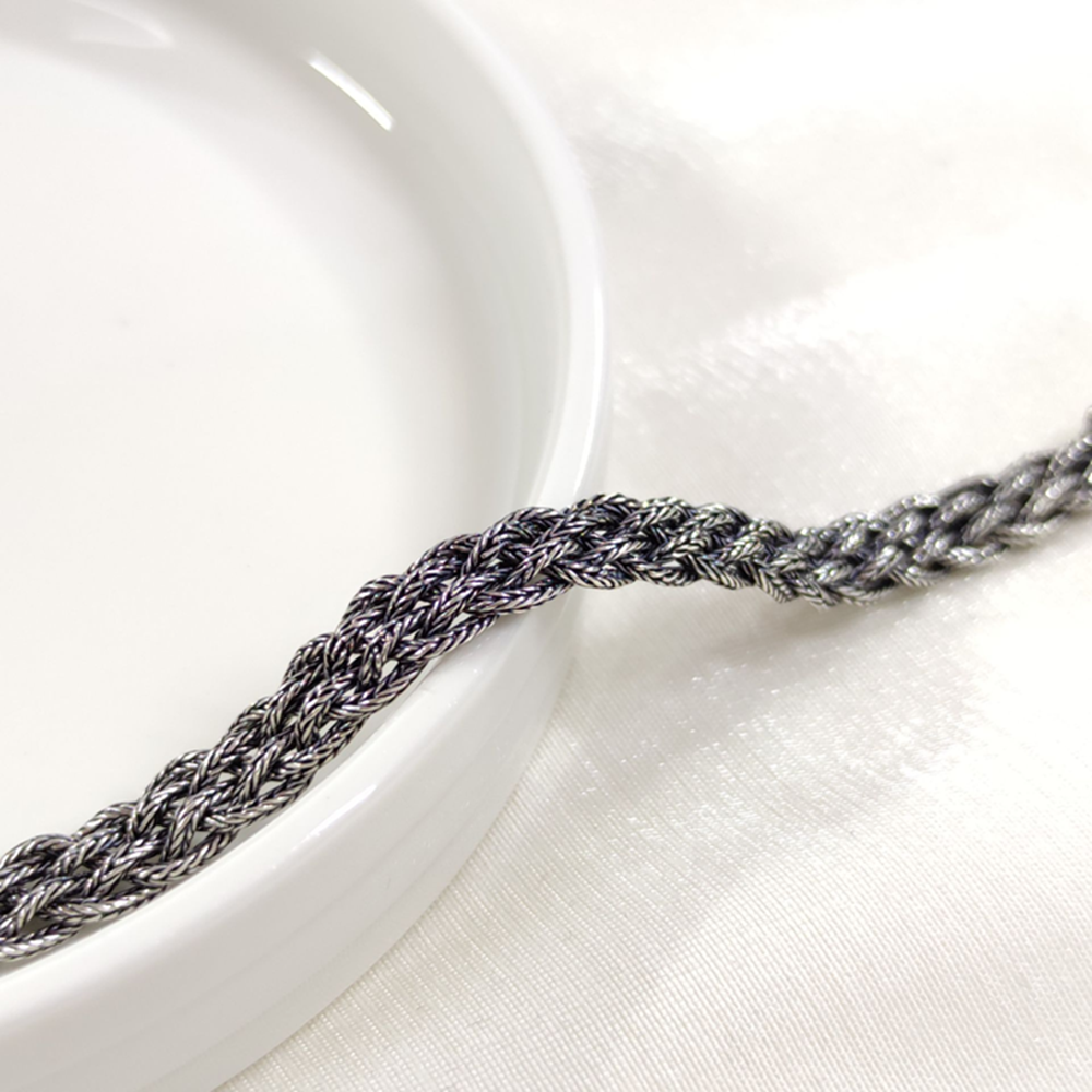 7 MM ÖRGÜ MODEL OKSİTLİ ERKEK BİLEKLİK 20 CM