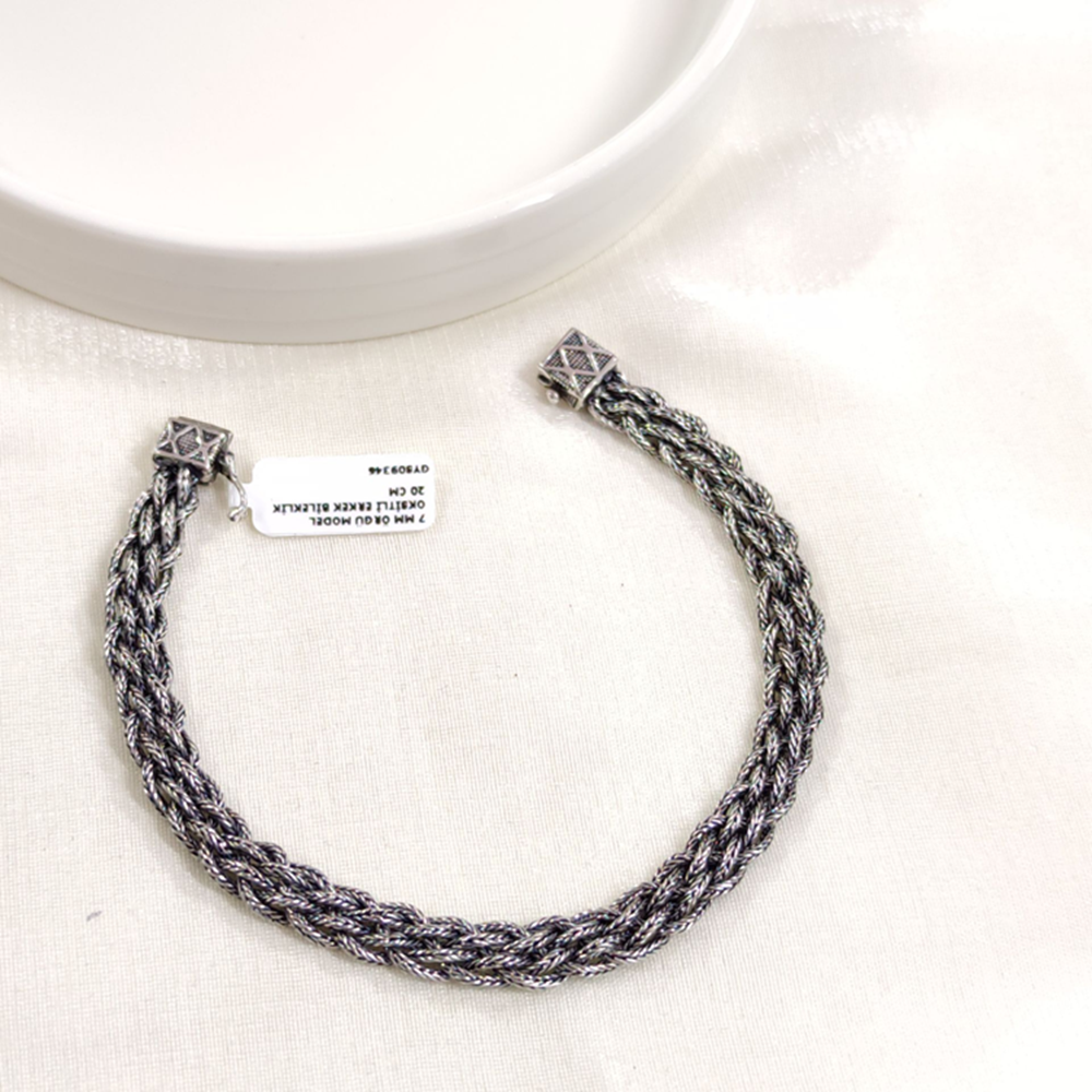 7 MM ÖRGÜ MODEL OKSİTLİ ERKEK BİLEKLİK 20 CM