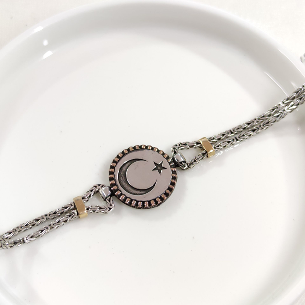 2,5 MM KRAL ZİNCİRLİ AY YILDIZ ERKEK BİLEKLİK 20 CM