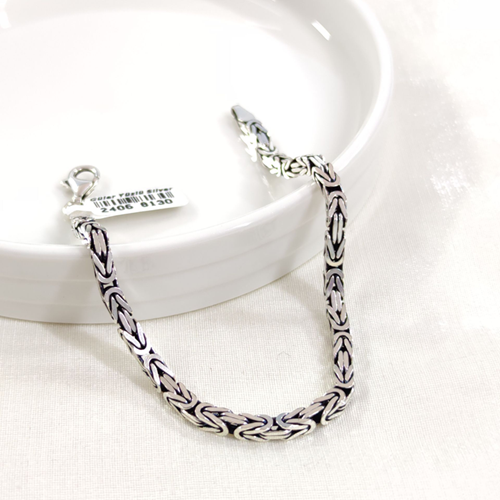 3,80 MM GÜMÜŞ KARE KRAL ZİNCİR BİLEKLİK 22 CM