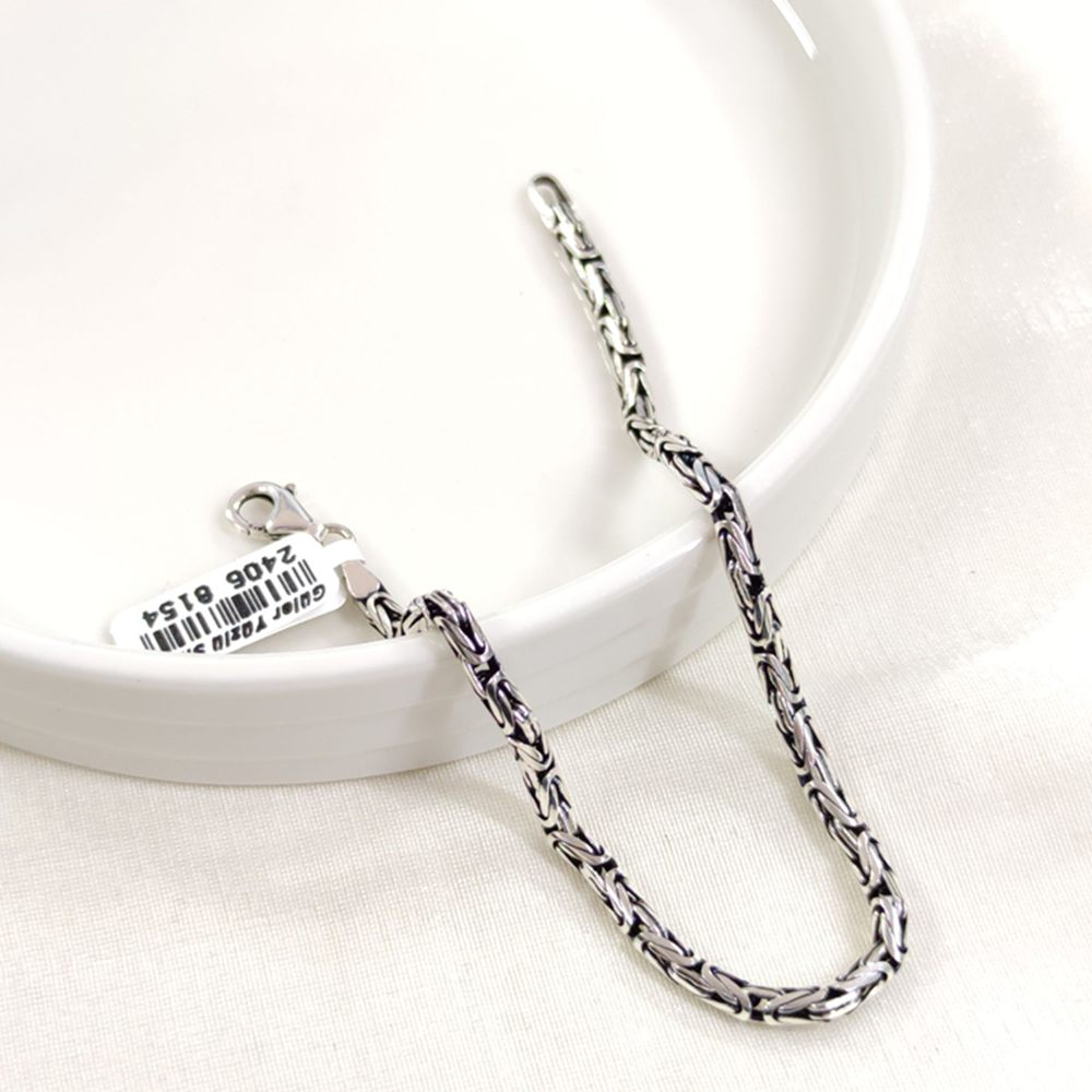 3,30 MM GÜMÜŞ YUVARLAK KRAL ZİNCİR BİLEKLİK 21 CM