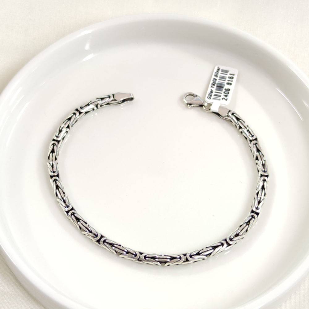 4 MM GÜMÜŞ YUVARLAK KRAL ZİNCİR BİLEKLİK 22 CM