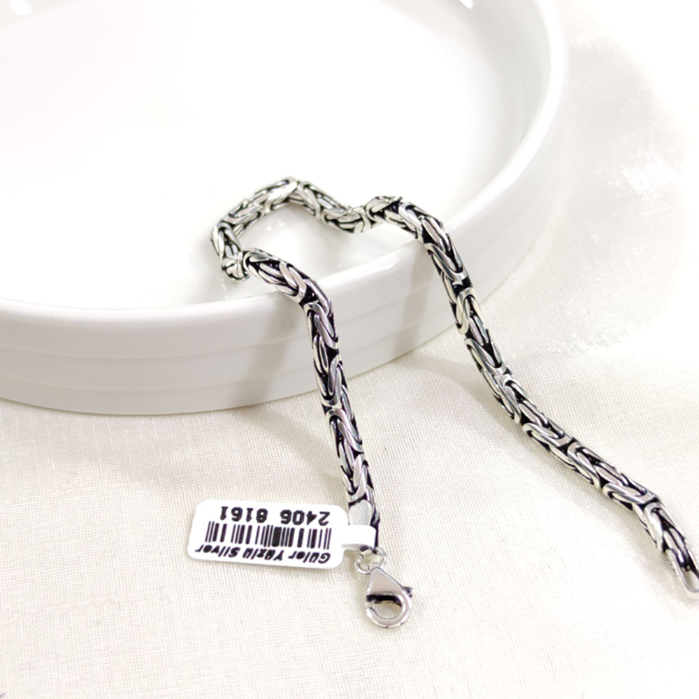 4 MM GÜMÜŞ YUVARLAK KRAL ZİNCİR BİLEKLİK 22 CM