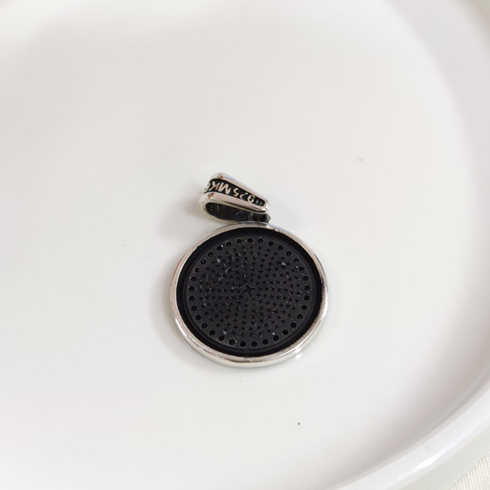 YUVARLAK AY YILDIZ GÜMÜŞ KOLYE UCU 2,5 CM