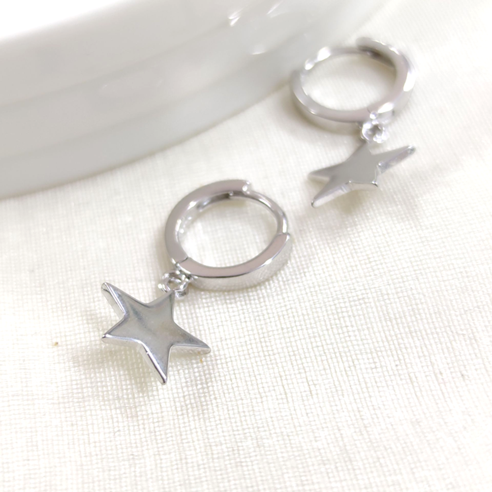 İTHAL YILDIZ 10 MM HALKA GÜMÜŞ KÜPE