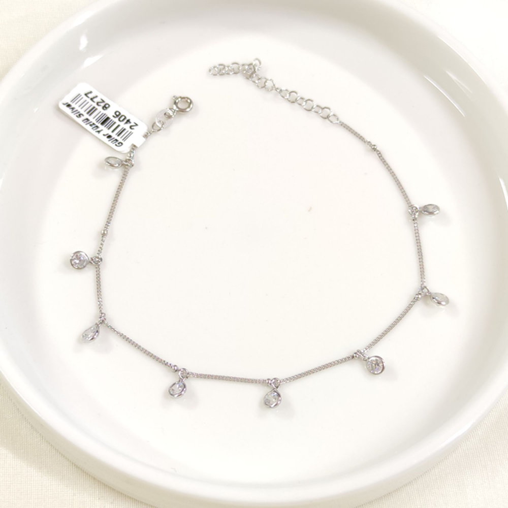 ZİRKON TAŞLI SALLANTILI GÜMÜŞ HALHAL