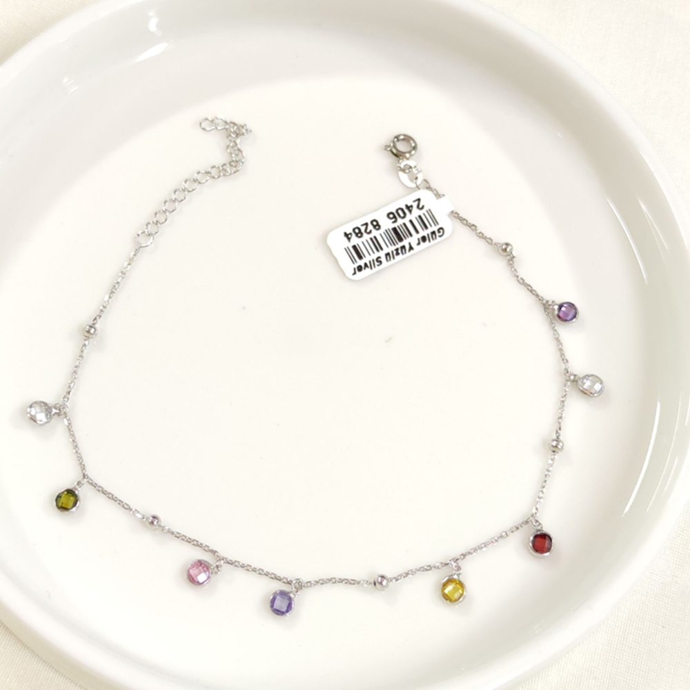 RENKLİ SOFT TAŞLI SALLANTILI GÜMÜŞ HALHAL