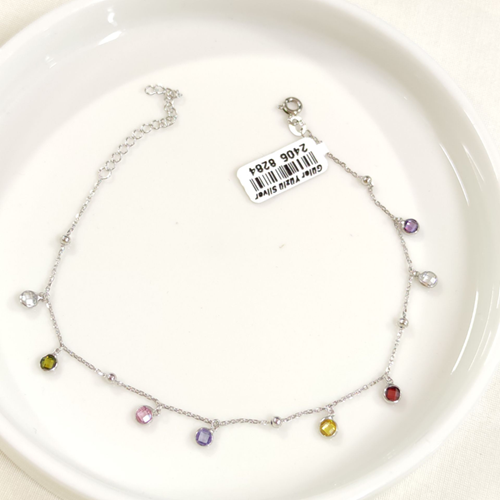 RENKLİ SOFT TAŞLI SALLANTILI GÜMÜŞ HALHAL