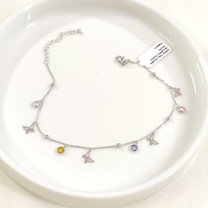 RENKLİ TAŞLI KELEBEK SALLANTILI GÜMÜŞ HALHAL