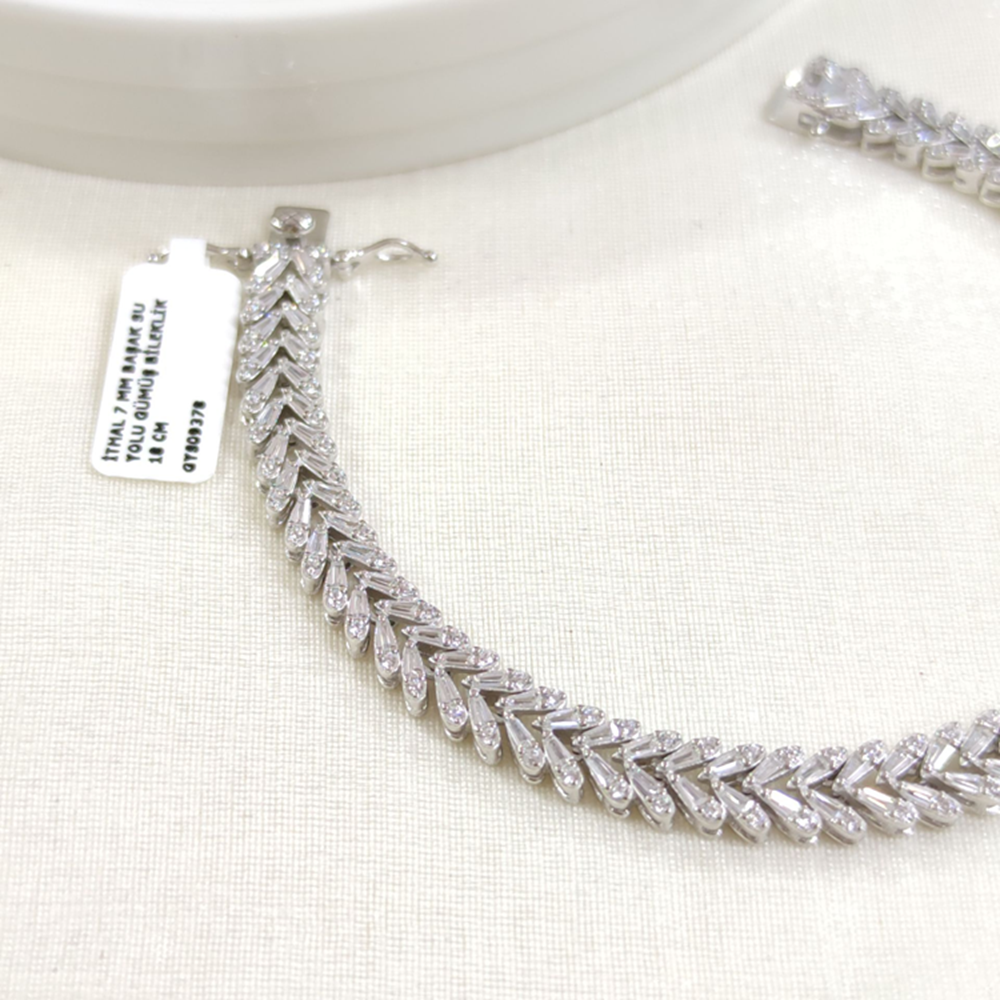 İTHAL 7 MM BAŞAK SU YOLU GÜMÜŞ BİLEKLİK 18 CM