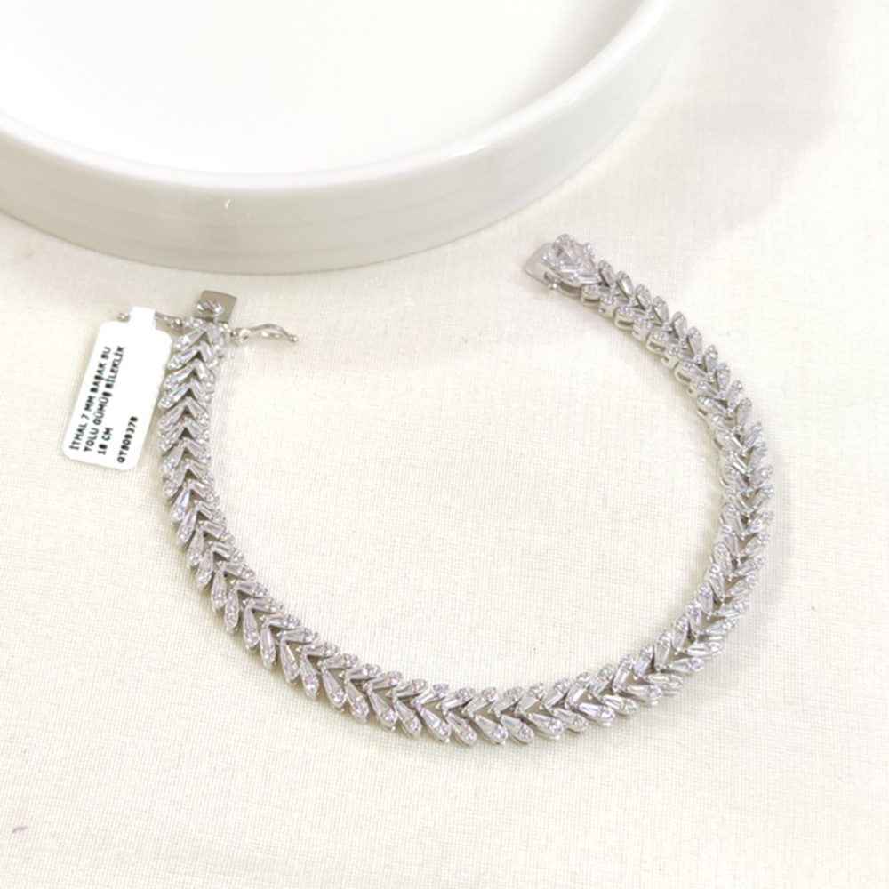 İTHAL 7 MM BAŞAK SU YOLU GÜMÜŞ BİLEKLİK 18 CM