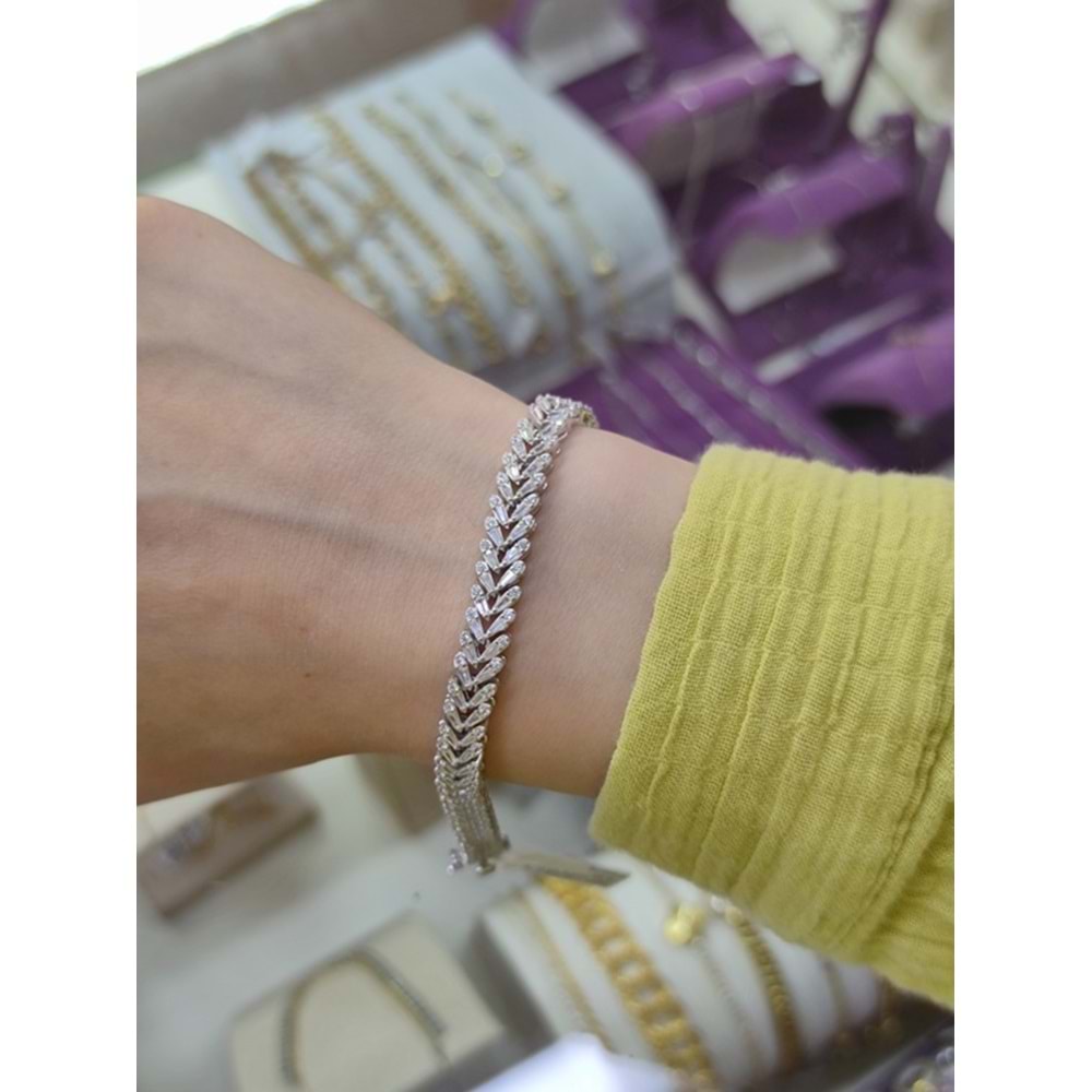 İTHAL 7 MM BAŞAK SU YOLU GÜMÜŞ BİLEKLİK 18 CM