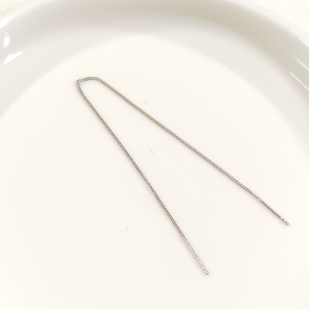 15 CM UZUN ZİNCİR TEKLİ GÜMÜŞ KÜPE - RODYUM BEYAZ