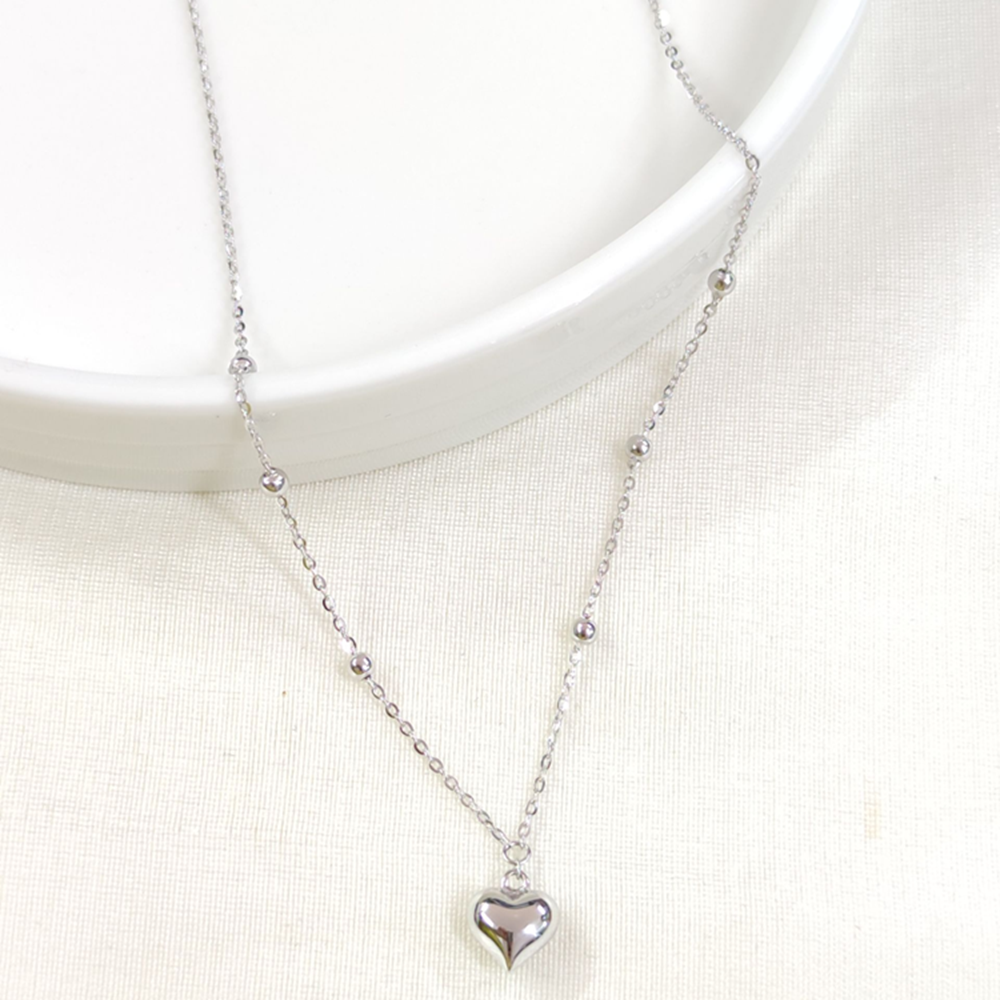 İTHAL BOMBELİ KALP GÜMÜŞ KOLYE