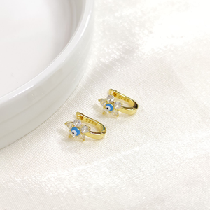 İTHAL TURKUAZ MİNELİ ÇİÇEK GÜMÜŞ HALKA ÇOCUK KÜPE