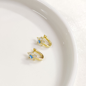 İTHAL TURKUAZ MİNELİ ÇİÇEK GÜMÜŞ HALKA ÇOCUK KÜPE