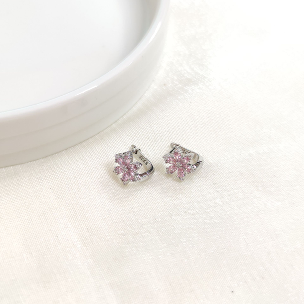 İTHAL 7 MM PEMBE LOTUS GÜMÜŞ HALKA KÜPE