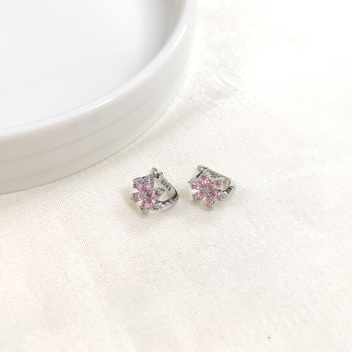 İTHAL 7 MM PEMBE LOTUS GÜMÜŞ HALKA KÜPE