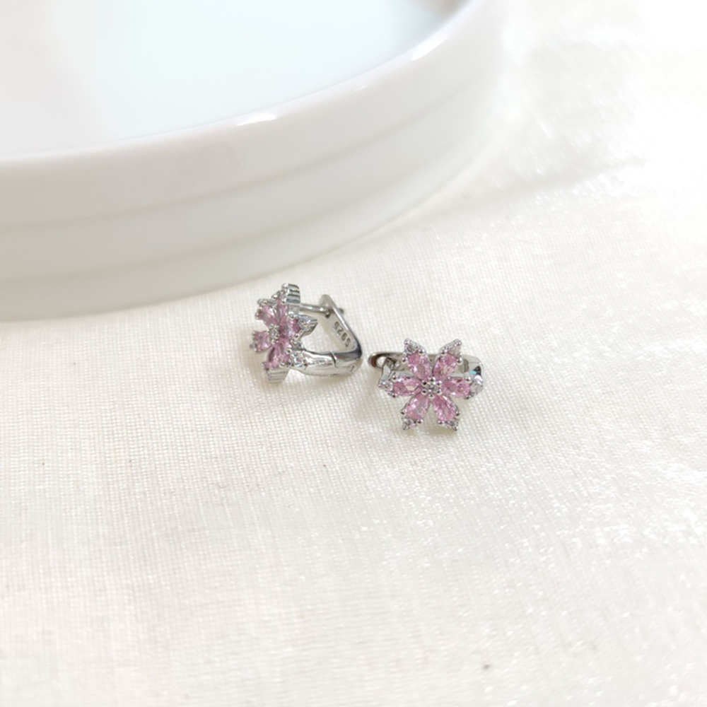 İTHAL 7 MM PEMBE LOTUS GÜMÜŞ HALKA KÜPE