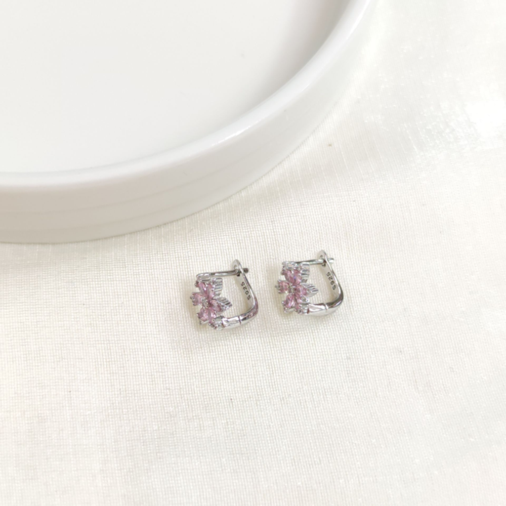 İTHAL 7 MM PEMBE LOTUS GÜMÜŞ HALKA KÜPE