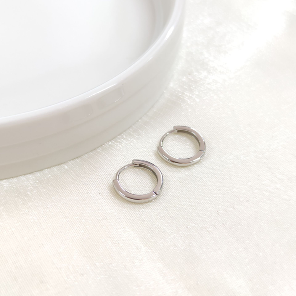 İTHAL 10 MM DÜZ GÜMÜŞ HALKA KÜPE - RODYUM BEYAZ