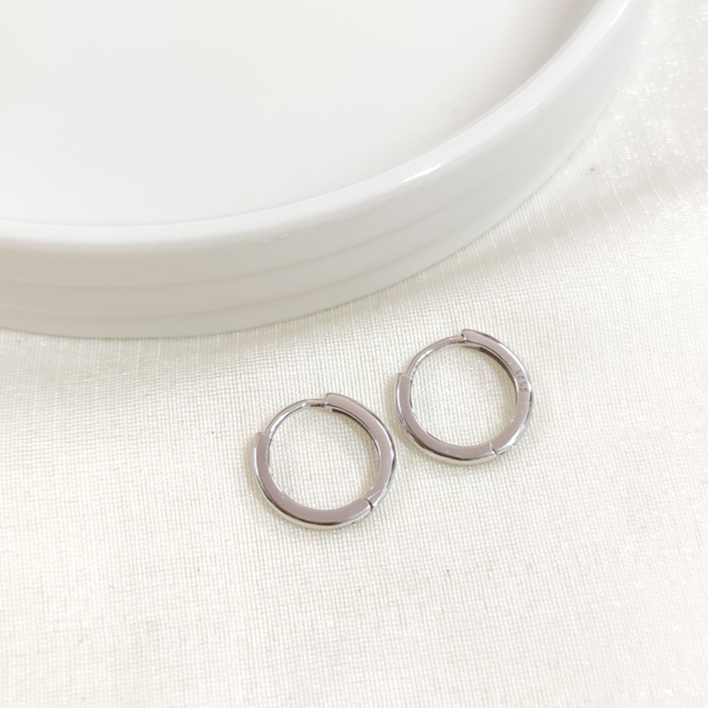 İTHAL 12 MM BOMBELİ GÜMÜŞ HALKA KÜPE - RODYUM BEYAZ