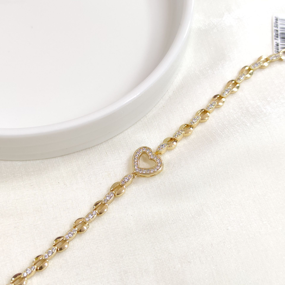 XUPING TAŞLI KALP BİLEKLİK GOLD 17+2 CM
