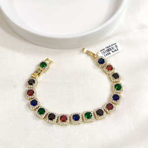 XUPING RENKLİ 1 CM KARE TAŞLI BİLEKLİK GOLD 16+2 CM