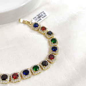 XUPING RENKLİ 1 CM KARE TAŞLI BİLEKLİK GOLD 16+2 CM