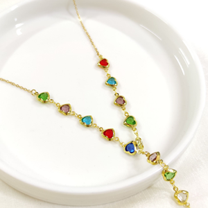 ÇELİK RENKLİ KALP Y KOLYE GOLD 55+5 CM