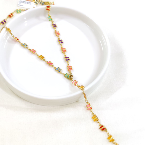 ÇELİK RENKLİ KELEBEK Y KOLYE ZİNCİR GOLD 70 CM