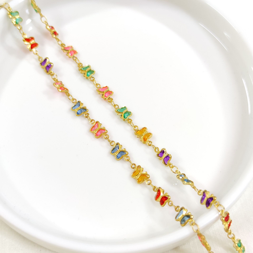 ÇELİK RENKLİ KELEBEK Y KOLYE ZİNCİR GOLD 70 CM