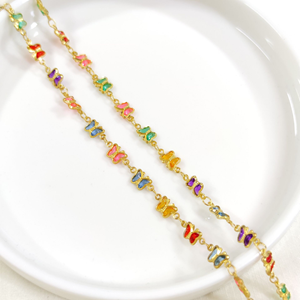 ÇELİK RENKLİ KELEBEK Y KOLYE ZİNCİR GOLD 70 CM