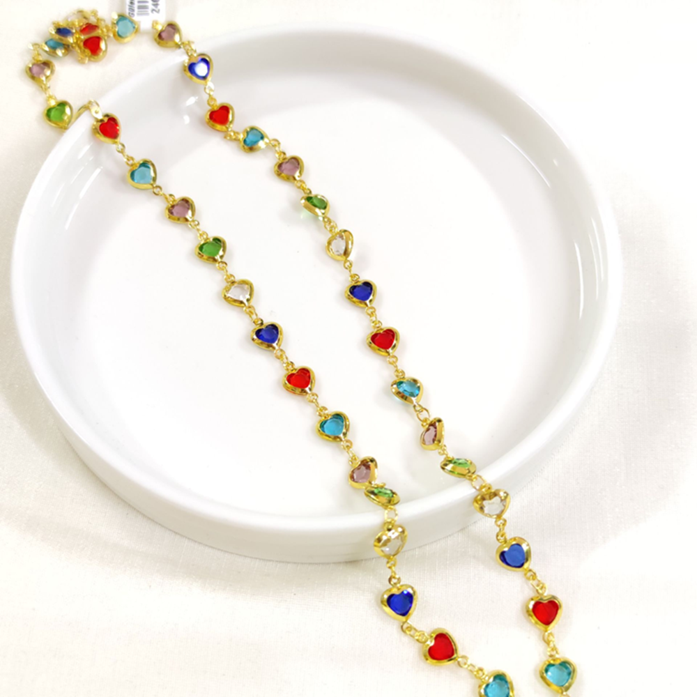 ÇELİK RENKLİ KALP Y KOLYE ZİNCİR GOLD 70 CM