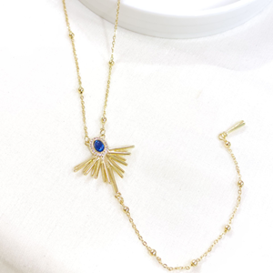 ÇELİK MAVİ GÜNEŞ Y KOLYE GOLD 40+5 CM