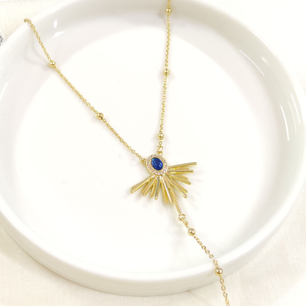 ÇELİK MAVİ GÜNEŞ Y KOLYE GOLD 40+5 CM