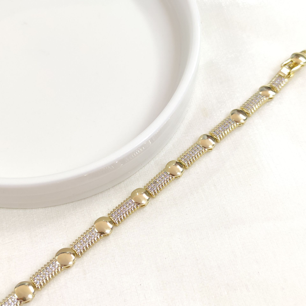 XUPING TAŞLI 5 MM DÜĞME BİLEKLİK GOLD 17+2 CM