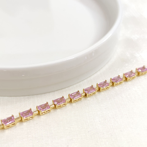 XUPING PEMBE TAŞLI BAGET BİLEKLİK GOLD 17+2 CM