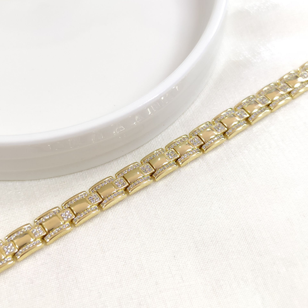 XUPING TAŞ DETAY KARE BİLEKLİK GOLD 17+2 CM