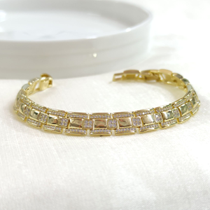 XUPING TAŞ DETAY KARE BİLEKLİK GOLD 17+2 CM