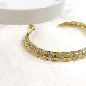 XUPING TAŞ DETAY KARE BİLEKLİK GOLD 17+2 CM