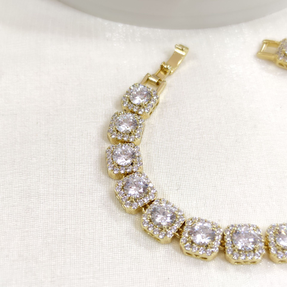 XUPING 9 MM KARE TAŞLI BİLEKLİK GOLD 17+2 CM